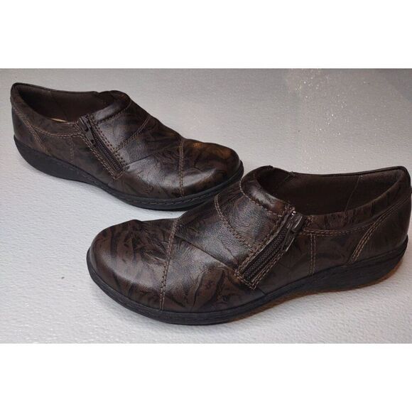 Clarks Women's Cora Brown Leather Comfort Loafers Shoes Size 7 - Picture 1 of 12